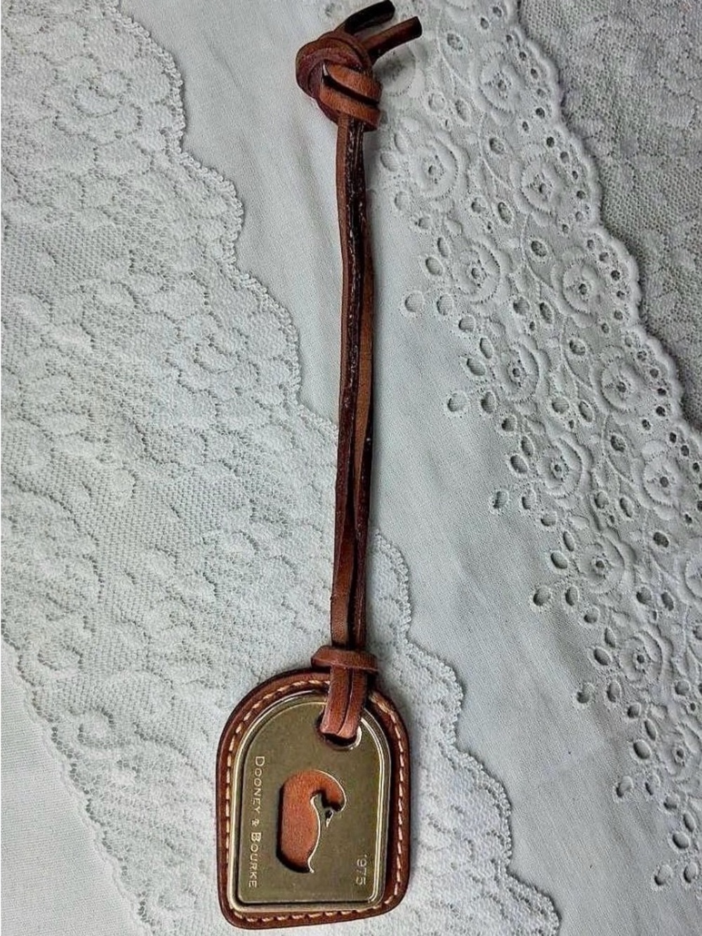 Dooney & Bourke Brown Leather Key/Card Holder with Brass Plate